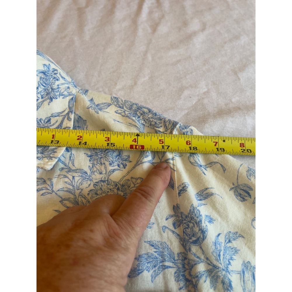 Laura Ashley Blue Botanical Linen Blend Tunic 1X Cottagecore Vintage Inspired - Picture 9 of 11